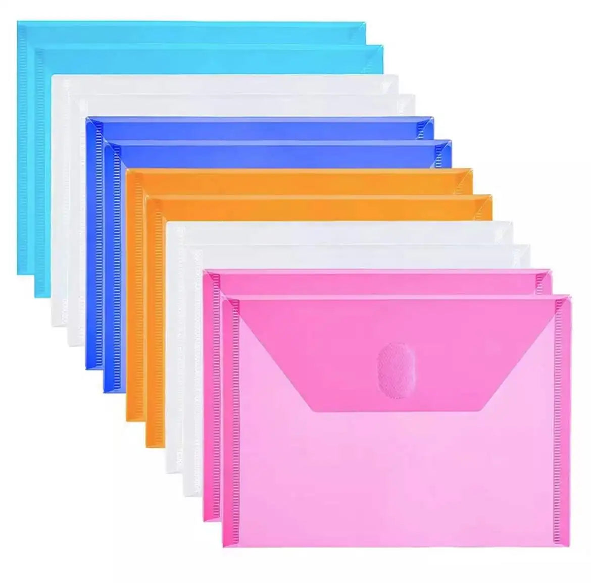 10 Packs A5 Clear Plastic Small Envelope with Hook & Loop Closure 5 x 7 Ploy Envelope for Home Office Receipe/Check/Photos
